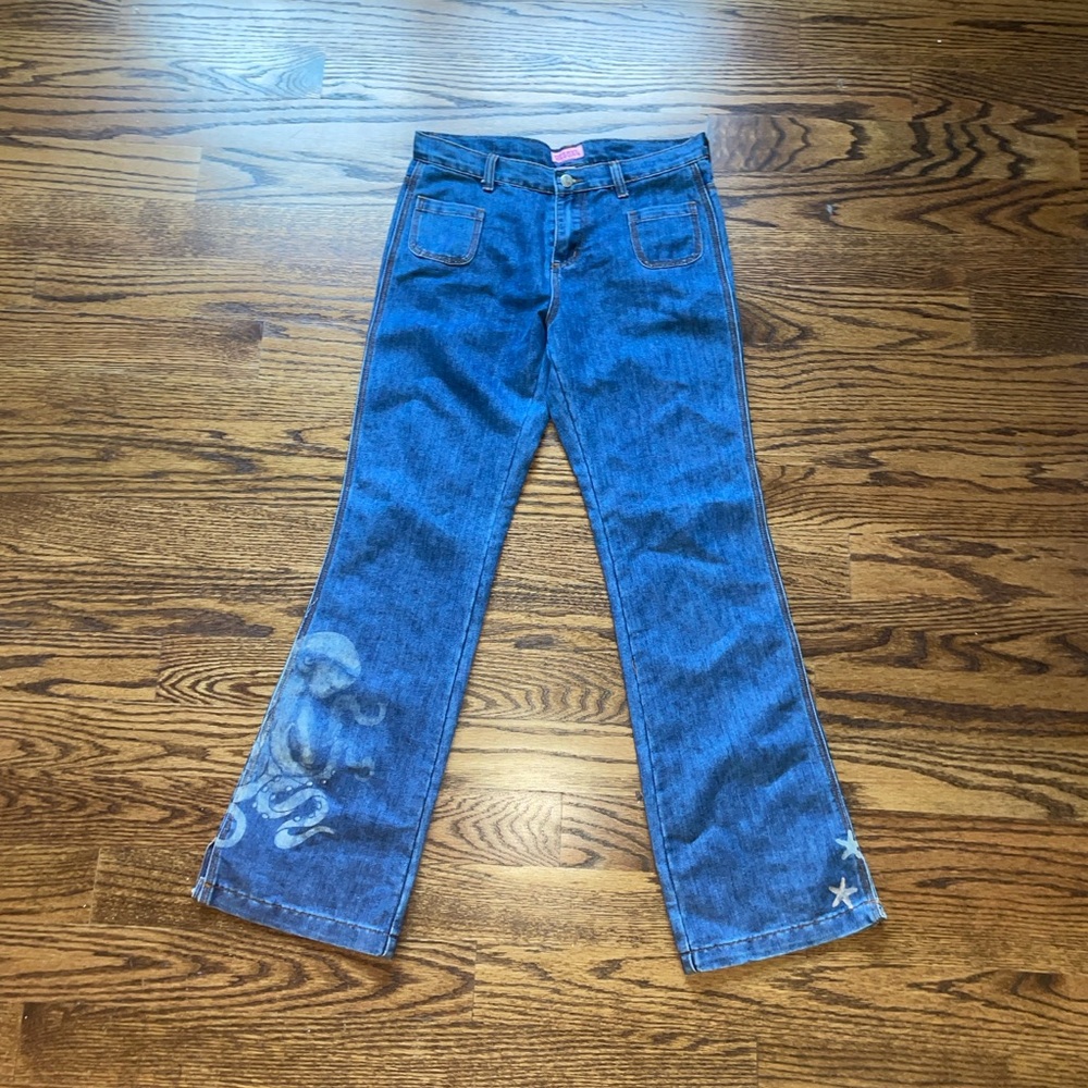She's Cool Blue Flare Jeans with Star Detail
